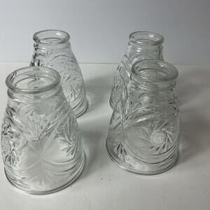 PINWHEEL Glass Light Shade SET OF 4 Clear Vintage 2" FITTER